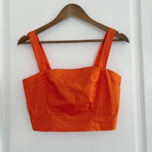 Jason Wu Orange Smocked Cropped Tank Top Medium